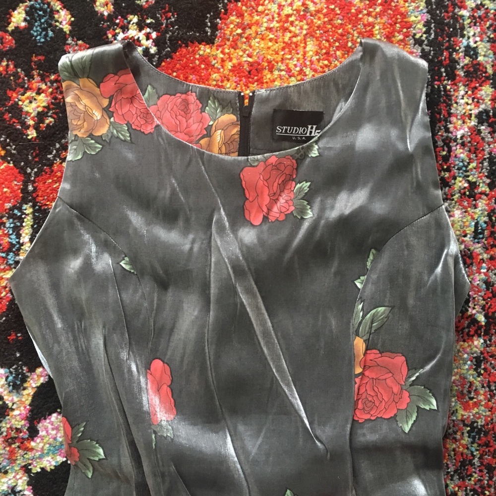 Vintage metallic flower mini dress